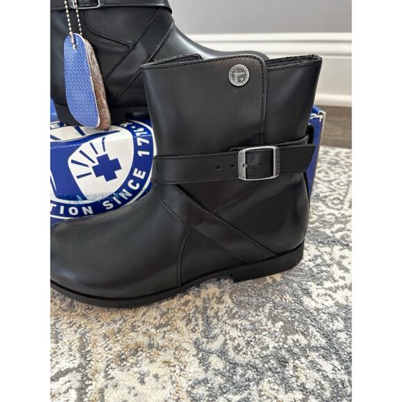 NEW Birkenstock Collins Boot Black Leather Size 36N - Picture 2 of 7